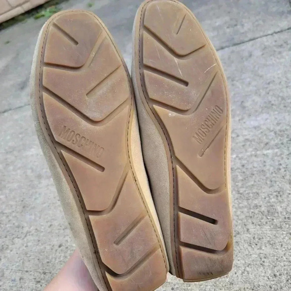 Moschino Mens Genuine Suede Driving Loafers Mocassin Shoes Tan Brown Horsebit 13 - Picture 8 of 10